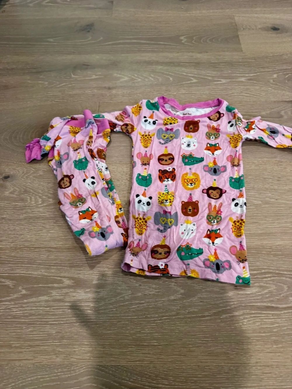 Little Sleepies 5/6 Girls-Pink Party Animals Print-EUC